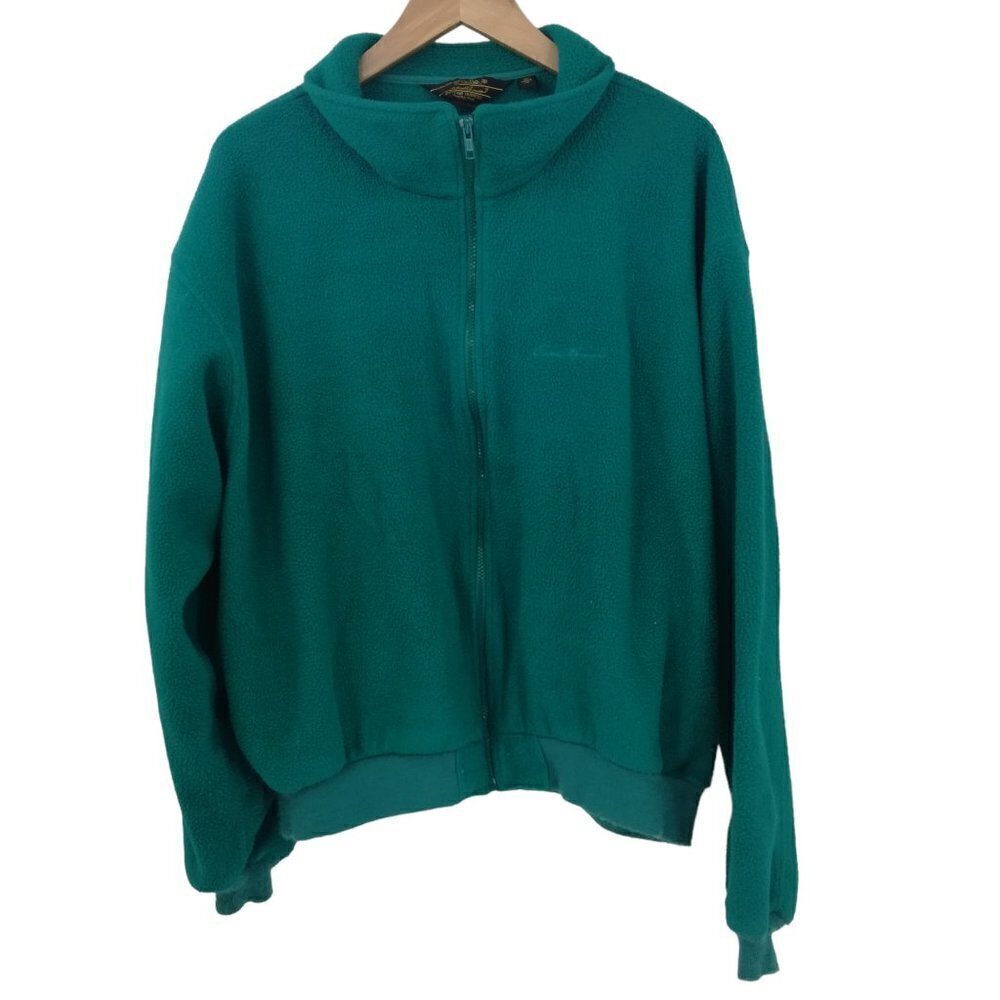 Eddie Bauer Vintage Full Zip Fleece Jacket Size XL Mens Blue Green Outdoor Flaw